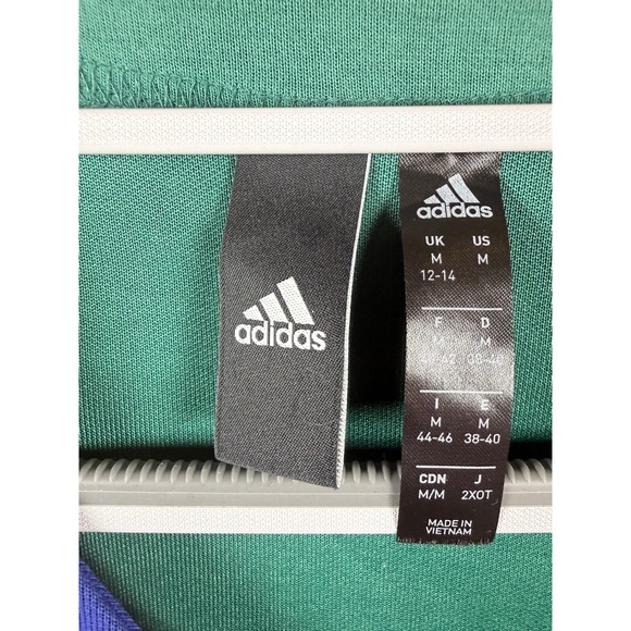 Adidas Colorblock Sweatshirt Teal Pink Blue Crewneck Cozy Athleisure M - Picture 4 of 6